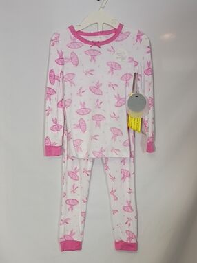 NWT Milkberry Girls' Pink Ballerina Print Rayon From Bamboo Pajama Set Size 3T